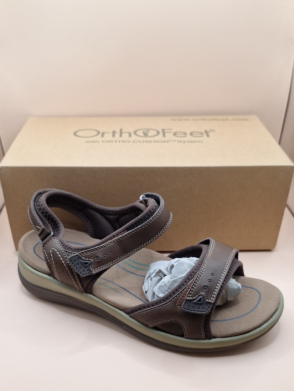 NWT Orthofeet Malibu Brown Orthopedic Sandals Size 8 Extra Wide 2E